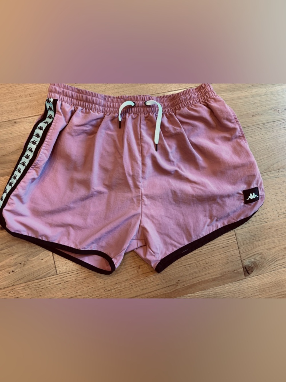 Vintage Kappa Agius retro Drawstring lined swim shorts Banda Omni taping logo